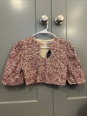 Womens Zebra-Print Two Piece Skirt Set